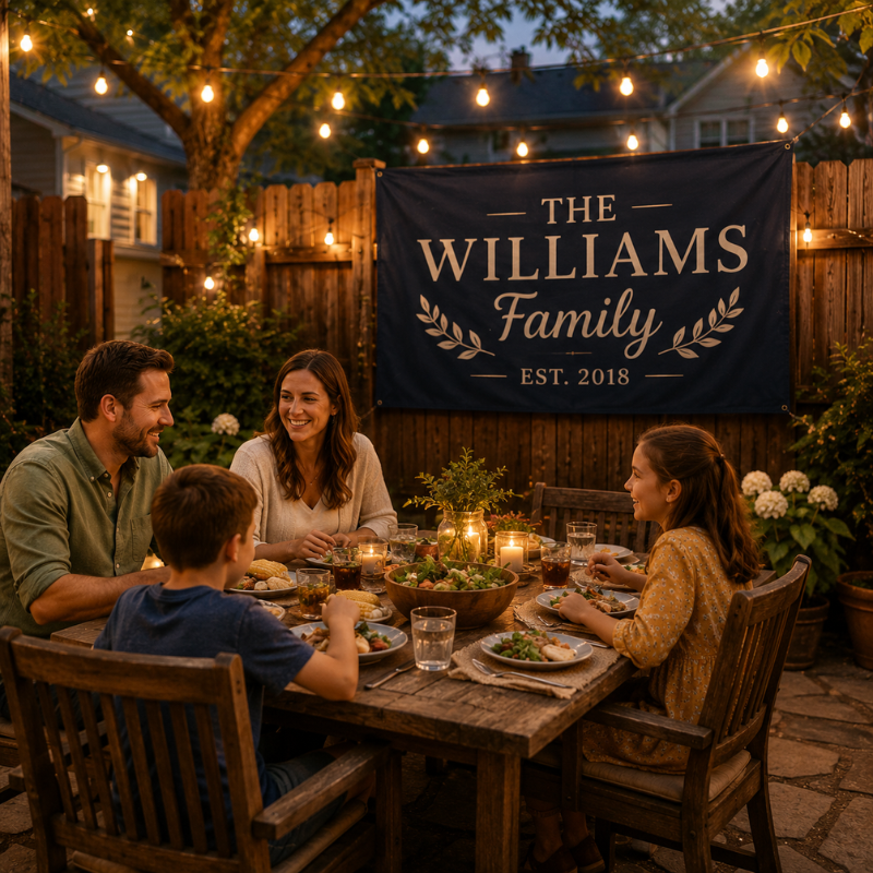 family dinner backyard